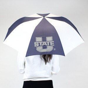 utah state navy and white umbrella